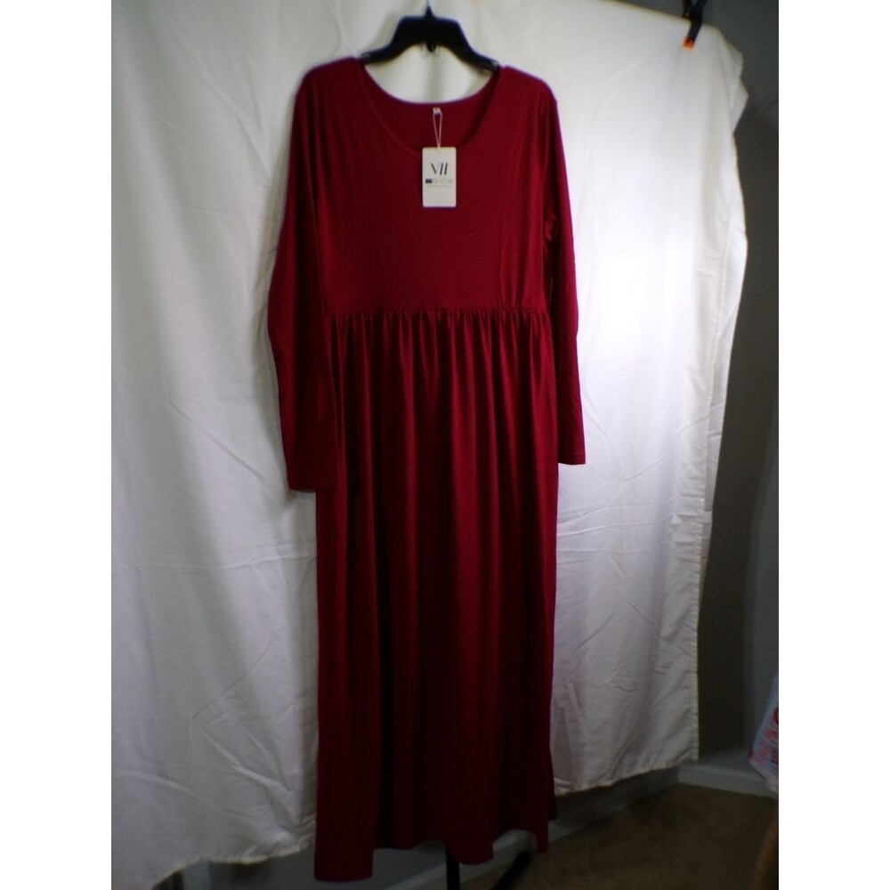 VIISHOW VII Women's Long Sleeve Maxi Dress Red XL Rayon Stretch
